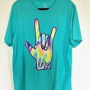 I LOVE YOU HAND SIGN TEE SHIRT XL GUC